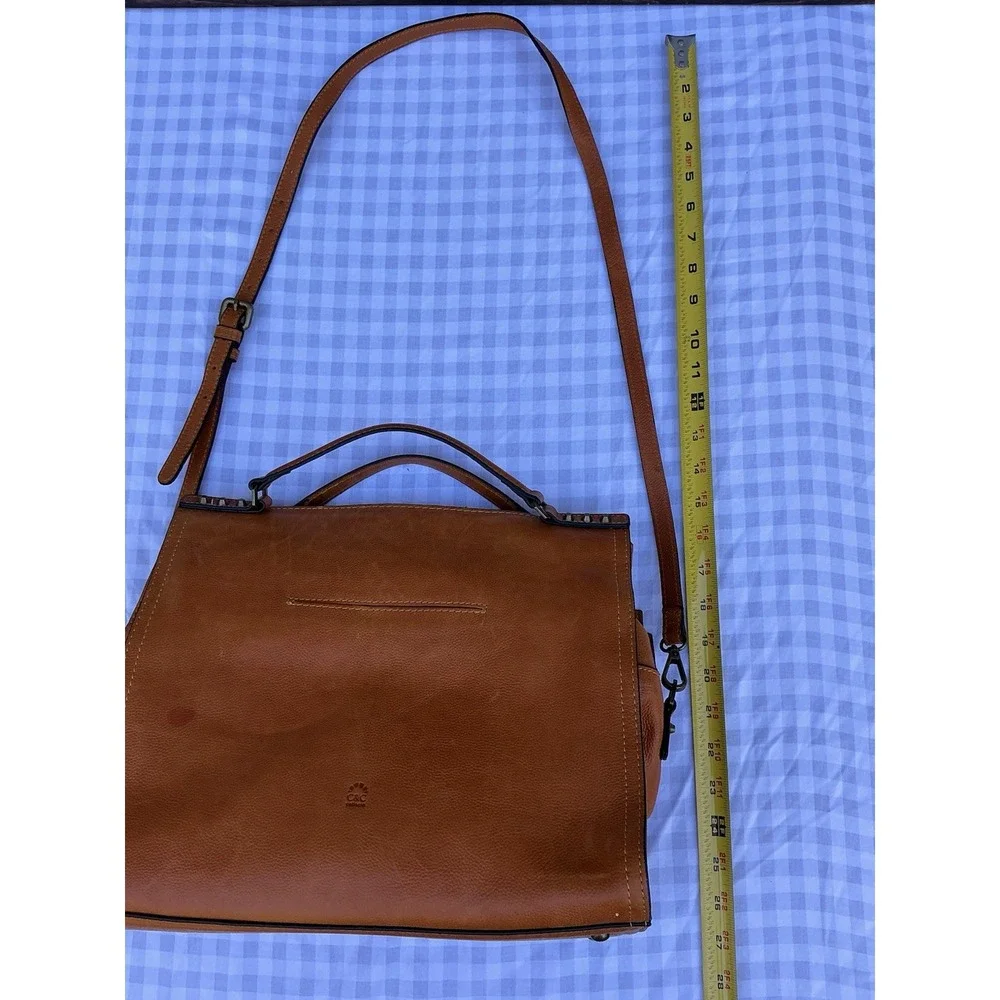 C & C California Leather‎ Bag Satchel Crossbody Tote Womens Bag British Tan